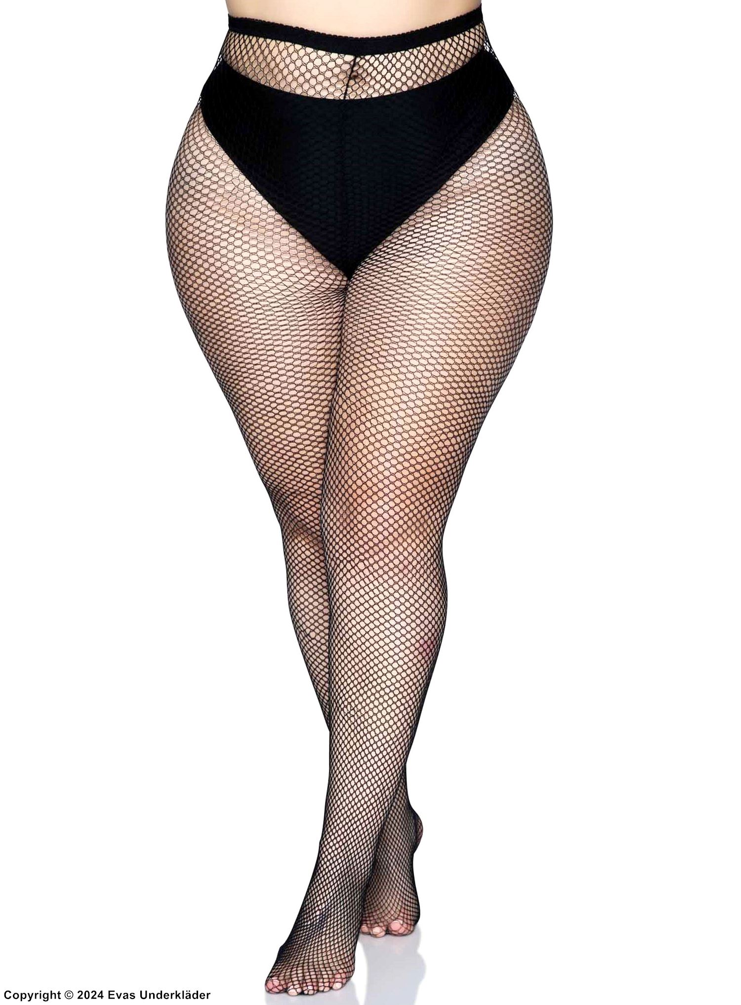 Strumpfhose, Netz, Naht hinten, Plus Size